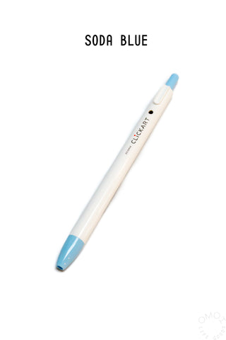 Retractable marker pen, light barrel with soda-blue nib