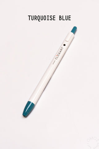 Retractable marker pen, turquoise blue tip