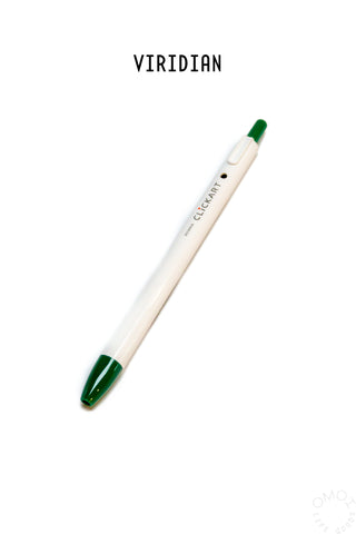 Retractable marker pen, light barrel with viridian green nib