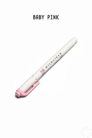 Zebra Mildliner highlighter marker in Baby Pink, chisel tip