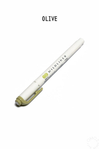 Zebra Mildliner highlighter marker in Olive, chisel tip