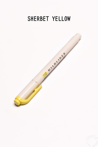 Zebra Mildliner highlighter marker in Sherbet Yellow, chisel tip