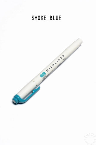 Zebra Mildliner highlighter marker in Smoke Blue, chisel tip