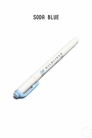 Zebra Mildliner highlighter marker in Soda Blue, chisel tip