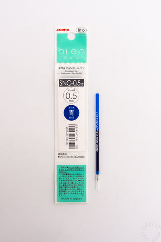 Zebra bLen SNC-05 0.5 mm refill cartridge in blue, in retail pack
