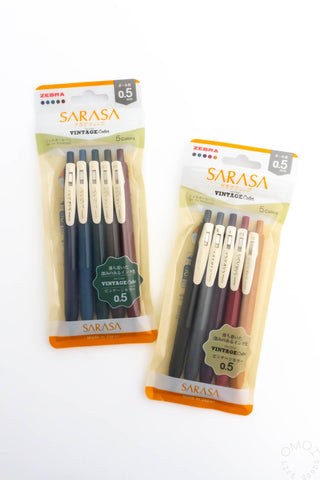 Zebra SARASA Vintage 0.5mm gel pen set, package with dark blue pens