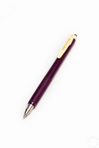 Purple gel ink pen with fine 0.3mm tip and clip