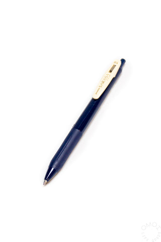 Blue 0.5mm gel ink clip pen with pointed metal tip and cap