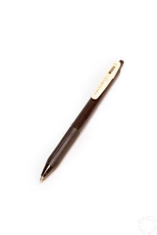 Dark brown 0.5mm gel ink clip pen with clip and pointed tip