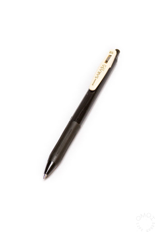Brown 0.5mm gel ink clip pen with clip and pointed writing tip