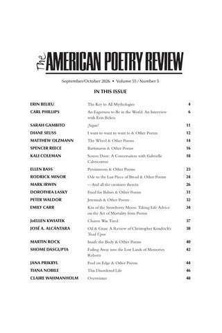 American Poetry Review Sept/Oct 2026 Vol. 55, No. 5