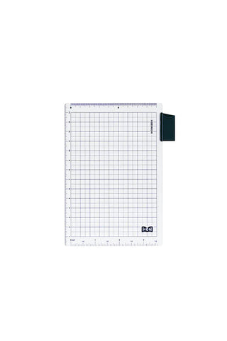 Hobonichi A6 pencil board with grid ruler lines and black magnetic clip