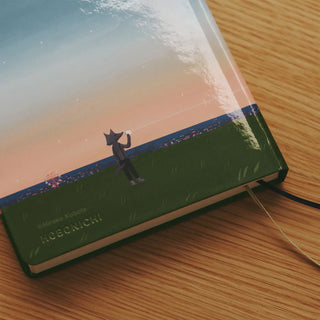 Hobonichi A6 planner cover with Hiroko Kubota art and dark green base