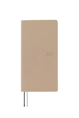 Hobonichi Techo WEEKS Smooth Planner in café au lait, beige cover with 2027 stamp