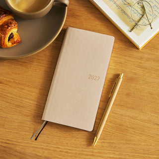 Hobonichi Techo WEEKS 2027 planner with smooth café au lait cover