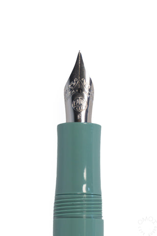 Sage green fountain pen fine nib close-up