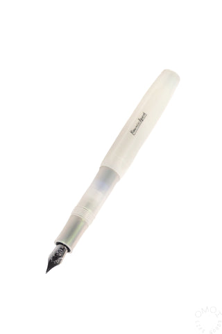 Light green fountain pen, transparent barrel with medium steel nib