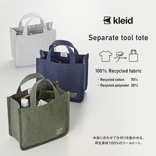 Canvas tool totes in grey, navy, and olive with carry handles; brand logo on labels.