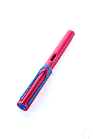 LAMY AL-Star fountain pen in pink and blue with fine nib window