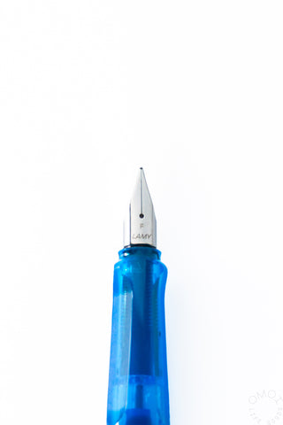 LAMY fountain pen nib with fine point on blue barrel