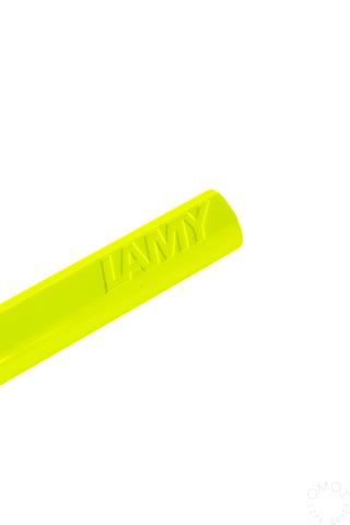 Neon yellow LAMY Safari barrel with engraved LAMY lettering