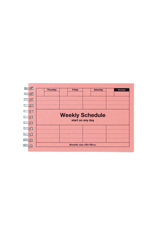 Weekly schedule planner in Neo Pink with spiral binding and weekly layout