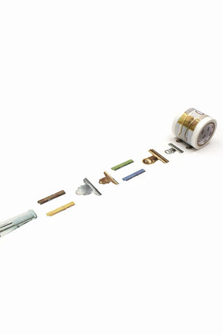 mt Ex Series washi tape clip with metal hardware pieces and tape roll
