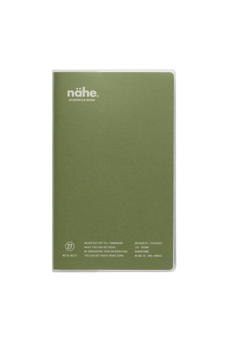nähe 2027 B6 slim weekly vertical planner, khaki cover