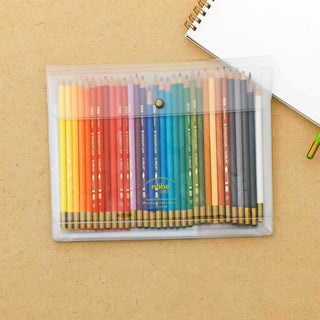 Clear zip pouch with colored pencils