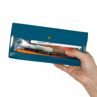 Blue general purpose case open, with tools inside and metal snap button