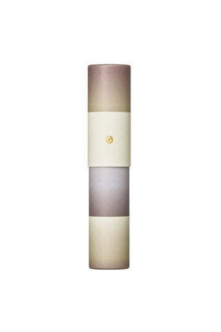 Tall gradient incense tube with cream middle band and mauve and beige top/bottom