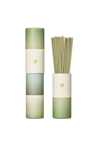 Scentscape gradient incense tube in matcha green with bundled incense sticks