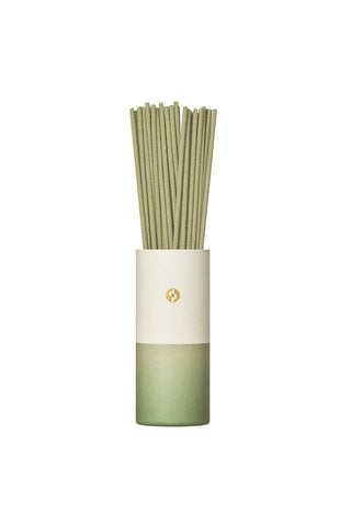 Scentscape matcha green gradient incense tube with upright incense stick bundle