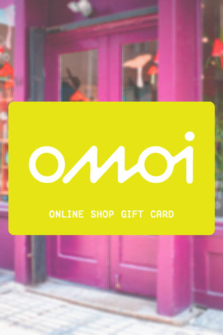 Yellow OMOI online shop gift card with logo and gift card text