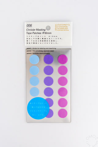 STÁLOGY 006 circular washi tape dot stickers in blue, purple, and pink