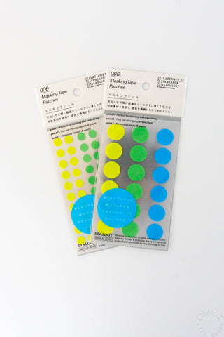STÁLOGY dot sticker sheets in yellow, green, and blue