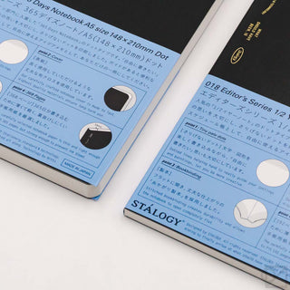 STÁLOGY 018-Dot A5 editor’s notebook with light blue cover and black spine
