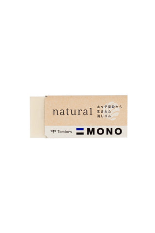 Natural eraser by Tombow MONO with “natural” label and blue MONO stripe