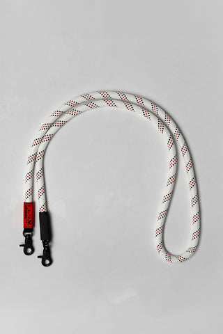 Topologie 10mm rope strap, white with dotted pattern, looped with black hooks