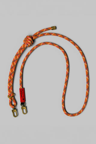 Topologie 8mm rope strap in orange helix with gold clips and red accent tag