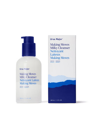 Ursa Major Making Moves milky cleanser bottle with blue pump