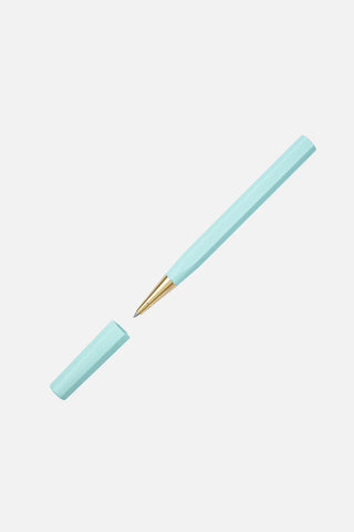 Teal sustainable rollerball pen with gold tip