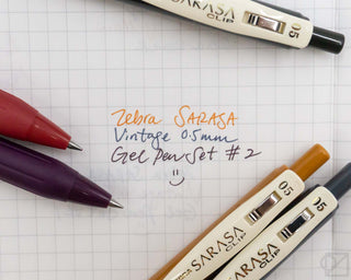 Zebra SARASA Vintage 0.5mm gel pen set with orange and red pens