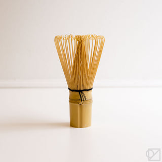 Bamboo matcha whisk with dense whisking tines and wooden handle