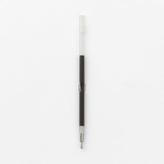 Ballpoint pen refill with white plastic cap and dark barrel