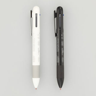 Dual 4Functions pens in white and black with clip, tips facing down