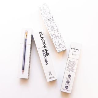Natural graphite pencils with gold ferrules and boxes labeled Blackwing Natural