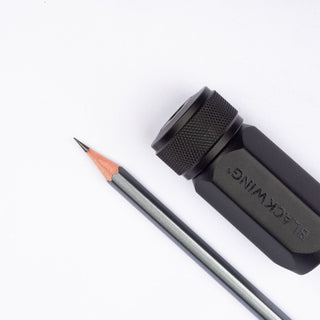 Blackwing long point sharpener, black body with textured top and pencil