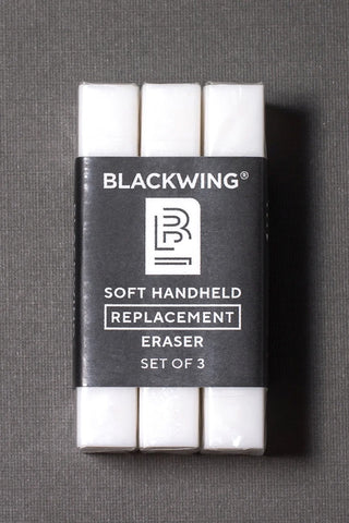 Blackwing soft handheld eraser refill set of three with black label