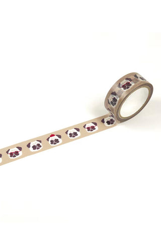 Hamamonyo pug washi tape with paw icons, tape roll unspooling